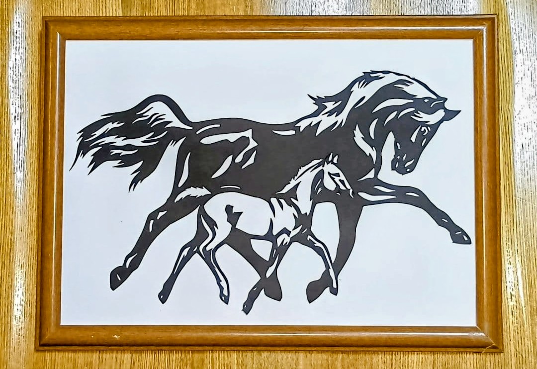 切り絵 親子のお馬さん