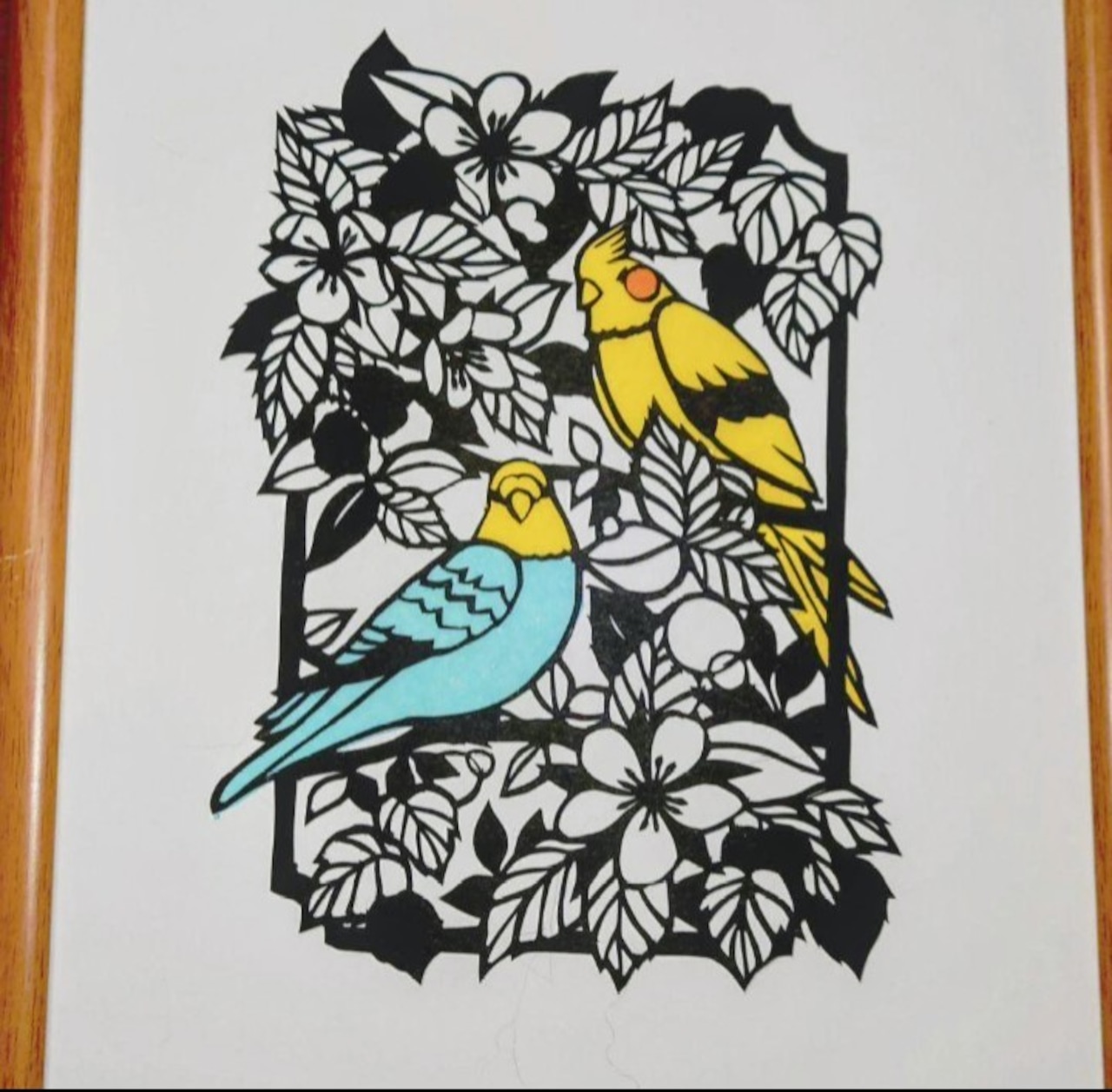 切り絵 オカメインコちゃんとセキセイインコちゃん - 画像 (3)